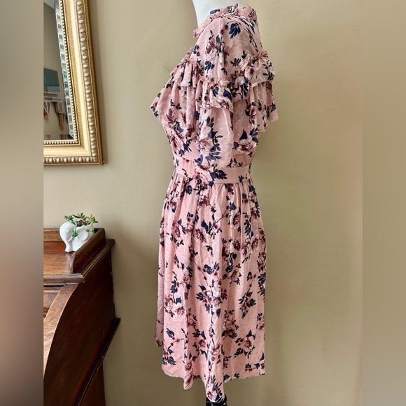 Kate Spade Prairie Rose Silk Mini Dress Pink Peony Floral Print Ruffle 8 - Picture 8 of 13